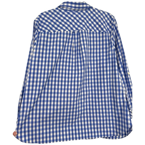 Talbots Blue Gingham Check Button Up Blouse Top Shirt Size 2X‎ Preppy Casual - Picture 8 of 13